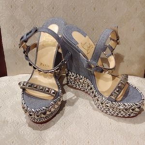 Christian Louboutin cataclou 140mm denim wedges 35